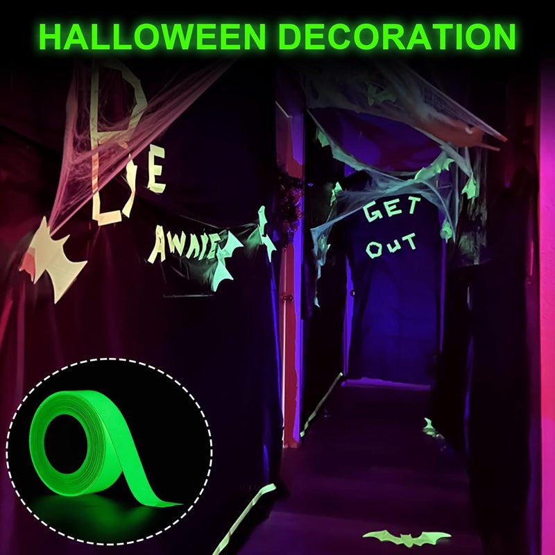 CARGEN Green Glow in The Dark Tape, Fluorescent Wall Halloween Decor Light Up Stickers All Bright Luminous Night Adhesive Marker for Stage Floor, Stair Safety, Walls and Exit Sign, 1" x 33 Feet - Image 3